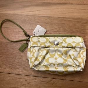 Coach Satin Lime Green Wristlet/Clutch